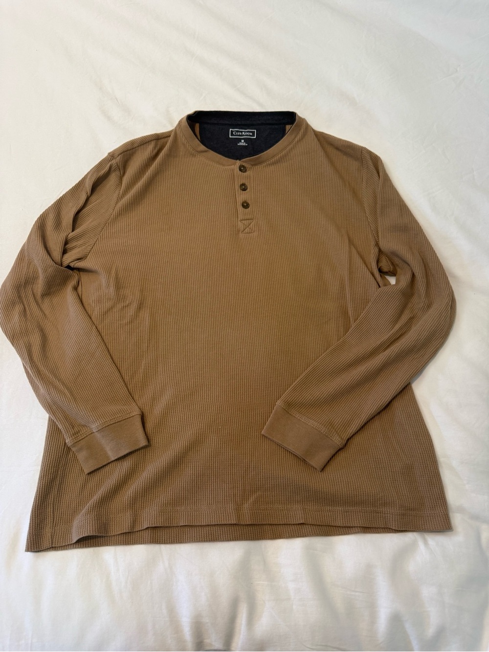 Club Room Brown Long-Sleeve Waffle Henley